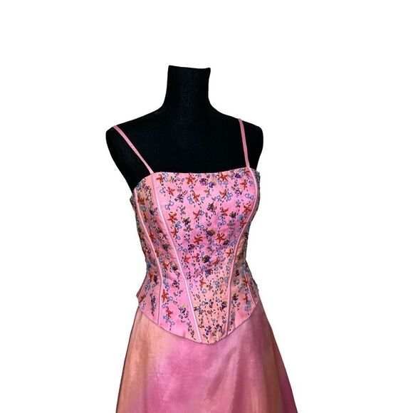 PRECIOUS FORMALS Pink Beaded Formal Dress Size 8 - Picture 5 of 17